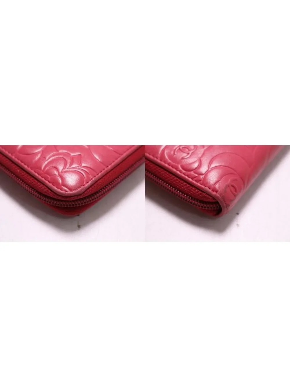 Chanel Camellia Lambskin Zip Around Wallet